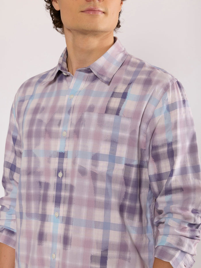 Jules - Digital Print Checkered Shirt - Lavender Purple
