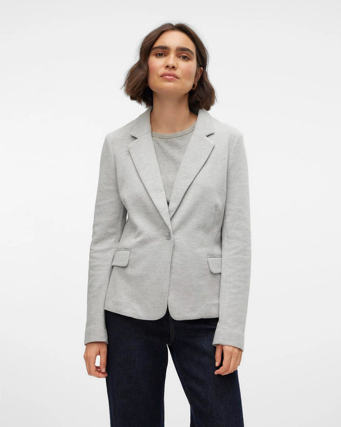 Light Grey Melange $|& Vero Moda Julia Knit Blazer - VOF Detail