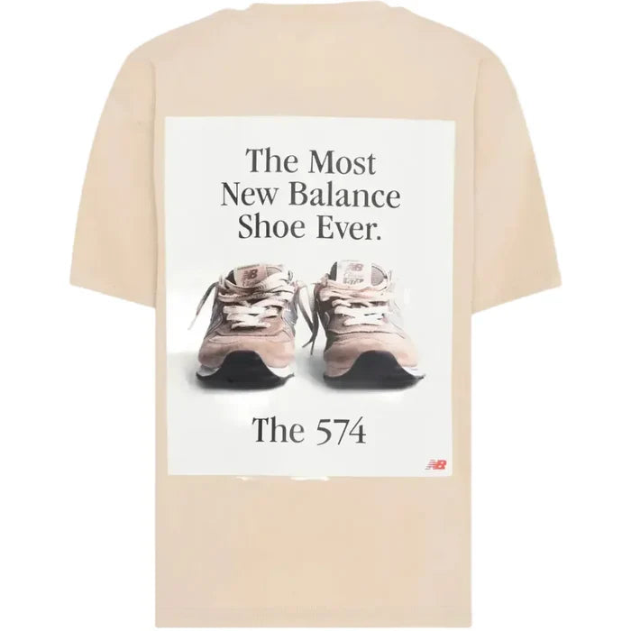 New Balance Junior's 2 Piece Co Ord Set Beige T-Shirt & Shorts