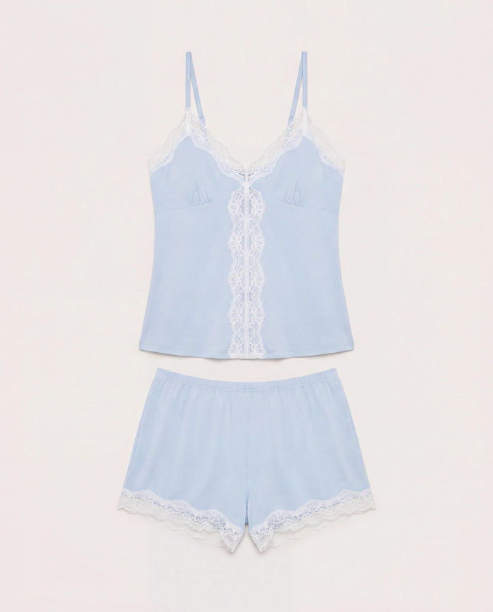 Pool Blue $|& SEAS Jupiter Lace Sleep Set - Hanger Detail
