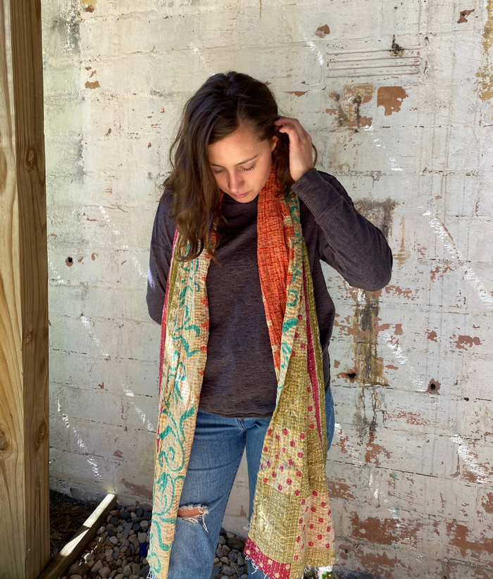 Kantha Scarf ~ Recycled Cotton Sari Material