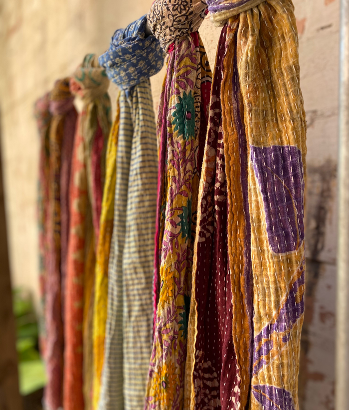 Kantha Scarf ~ Recycled Cotton Sari Material