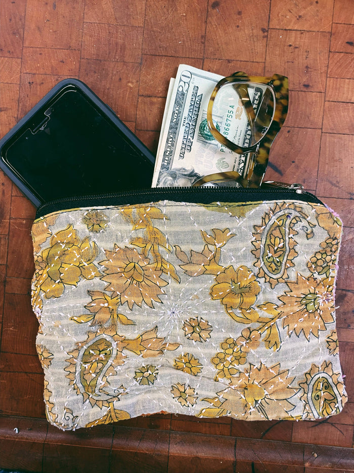 Kantha Zipper Pouch Bag