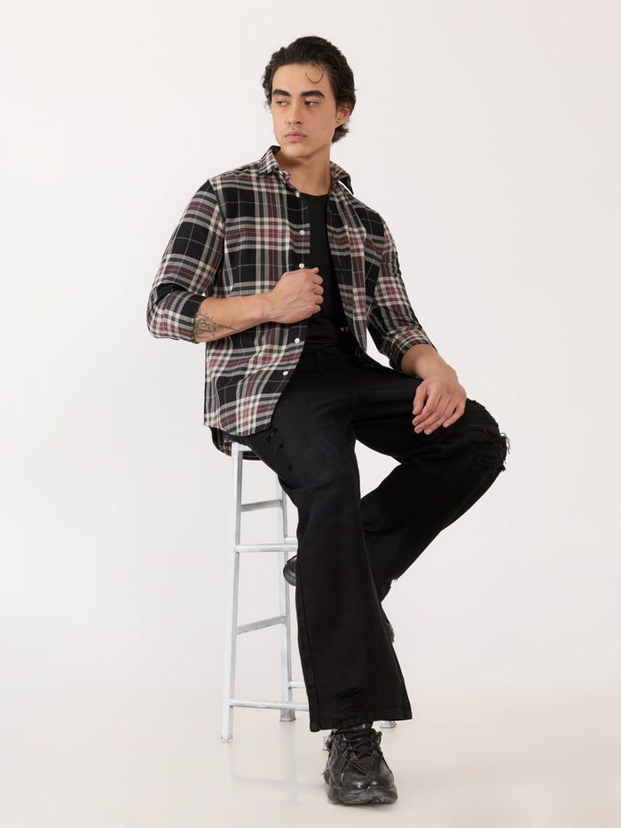 Men's Turkish Fit Checked Shirt - black