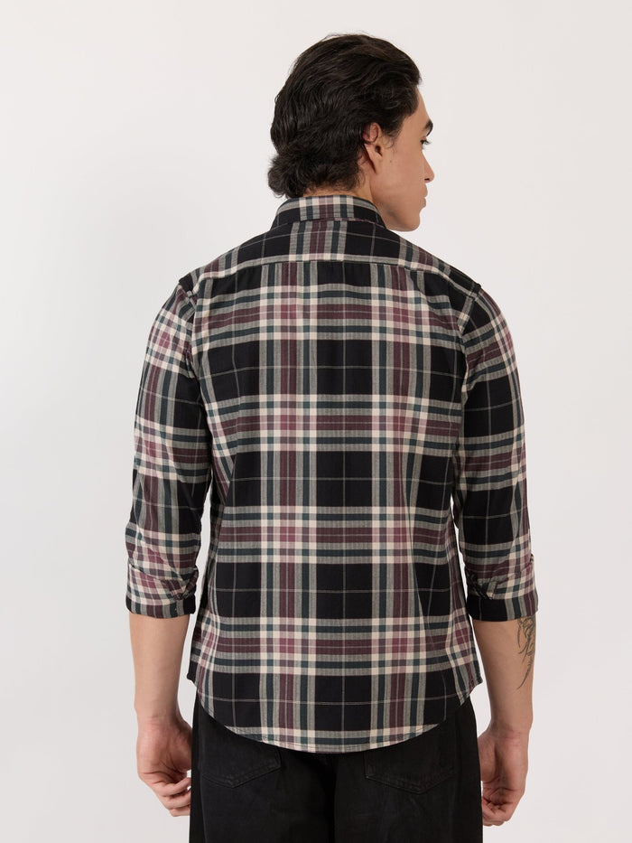 Men's Turkish Fit Checked Shirt - black