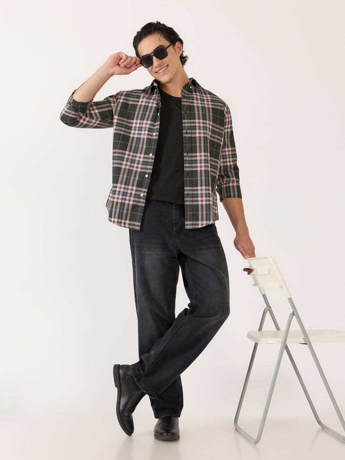 Men's Turkish Fit Checked Shirt - green