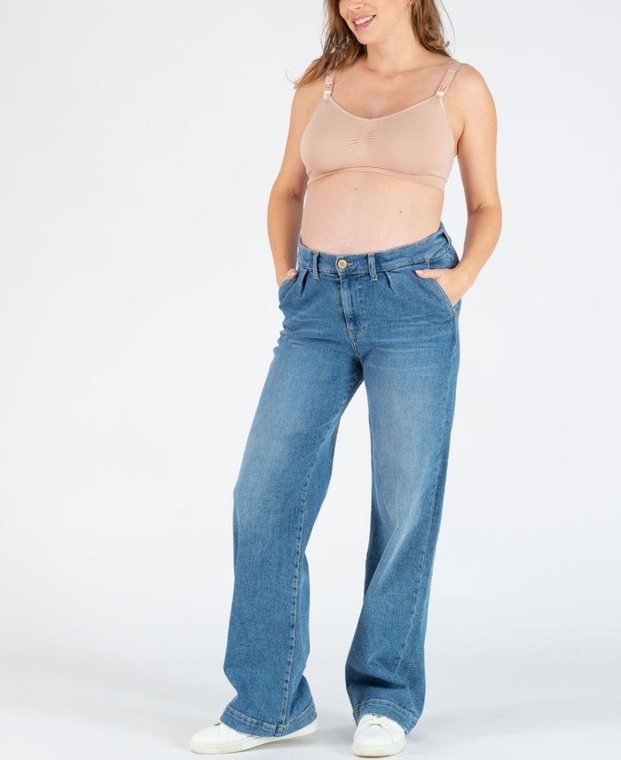 Kelly mid blue wide leg maternity and post partum jeans