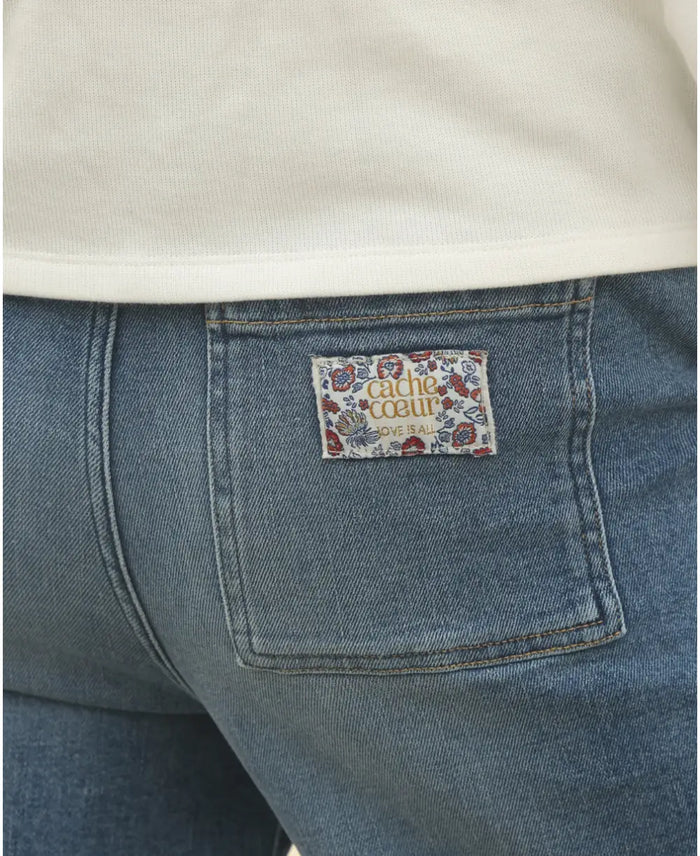 Kelly mid blue wide leg maternity and post partum jeans