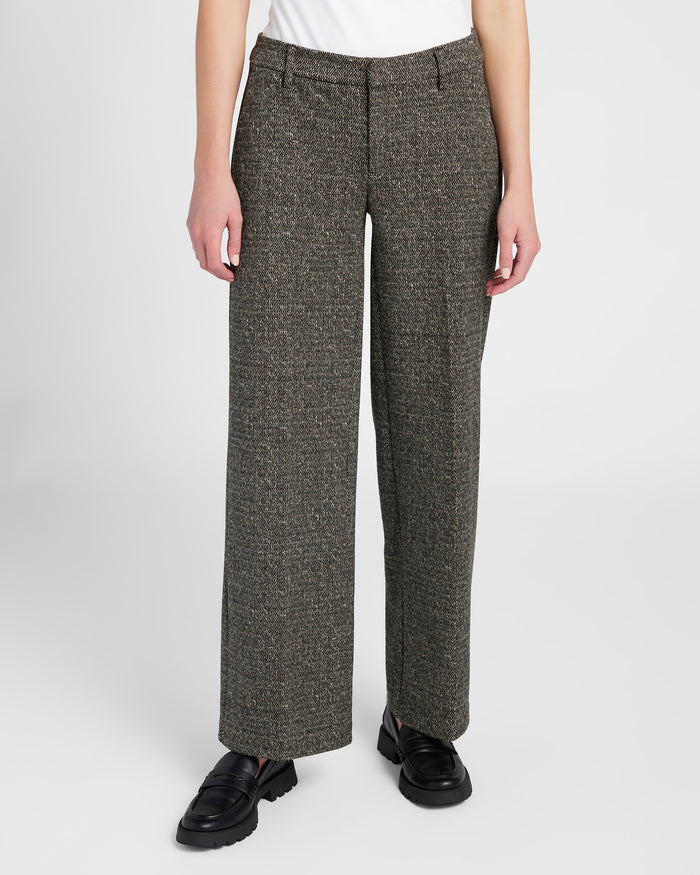 Black/Tan Herringbone $|& Liverpool Kelsey Wide Leg Trouser - SOF Front