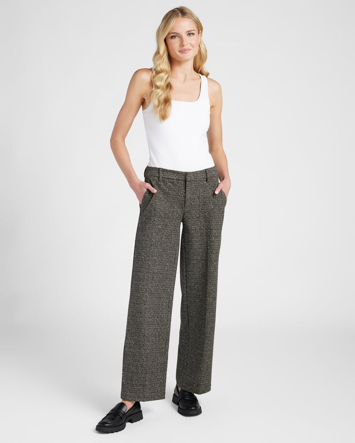 Black/Tan Herringbone $|& Liverpool Kelsey Wide Leg Trouser - SOF Full Front