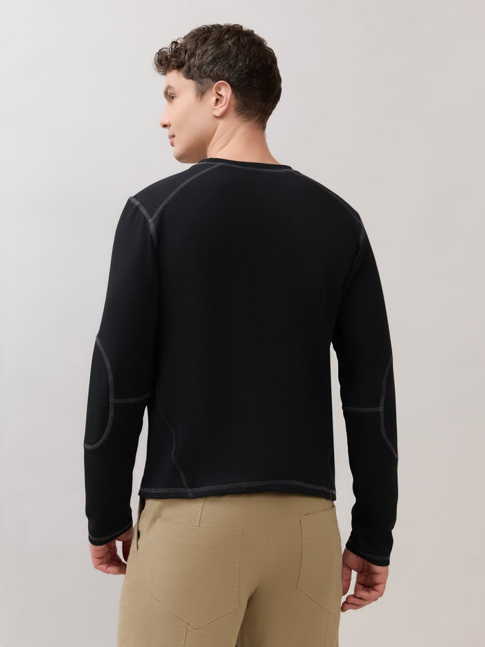 Kinoia - Onstep Printed Contrast-Stitch Relaxed Sweatshirt -  Black