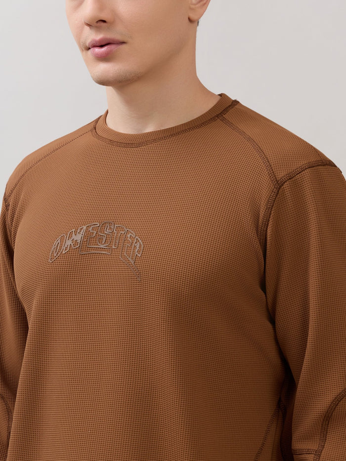 Kinoia - Onstep Printed Contrast-Stitch Relaxed Sweatshirt -  Brown