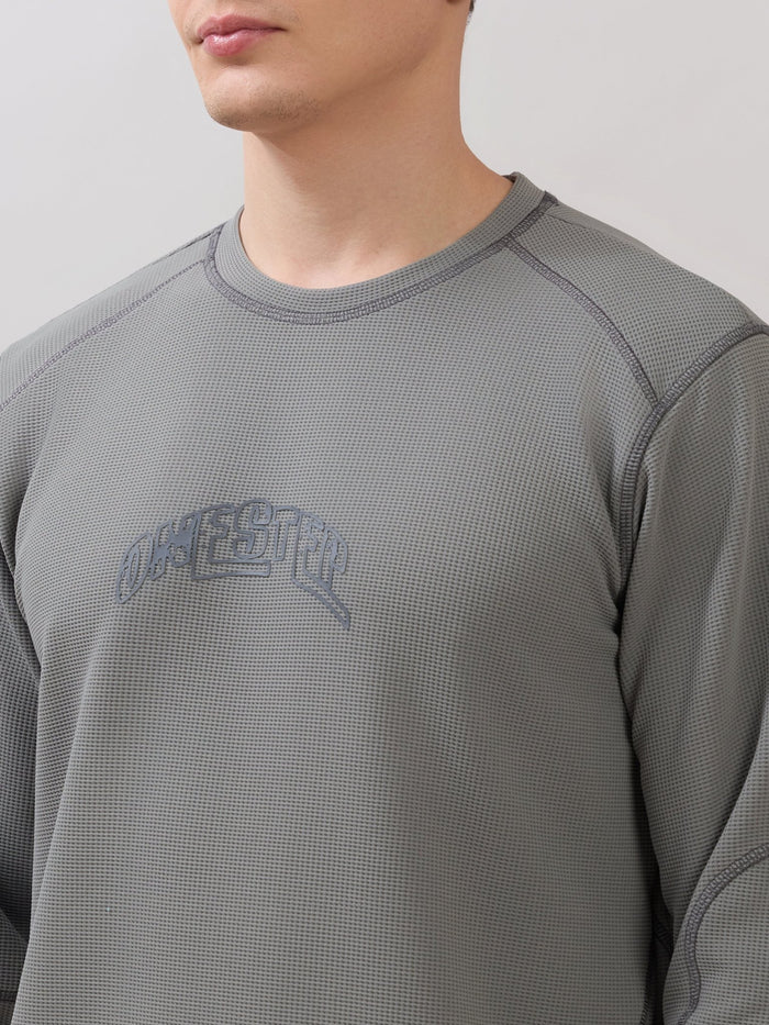 Kinoia - Onstep Printed Contrast-Stitch Relaxed Sweatshirt -  Grey