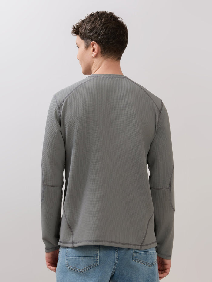 Kinoia - Onstep Printed Contrast-Stitch Relaxed Sweatshirt -  Grey