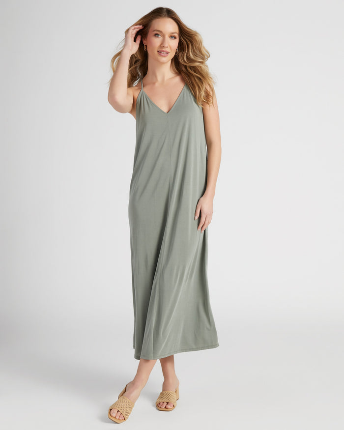 Olive $|& Be Cool Knit Cami Dress - SOF Front
