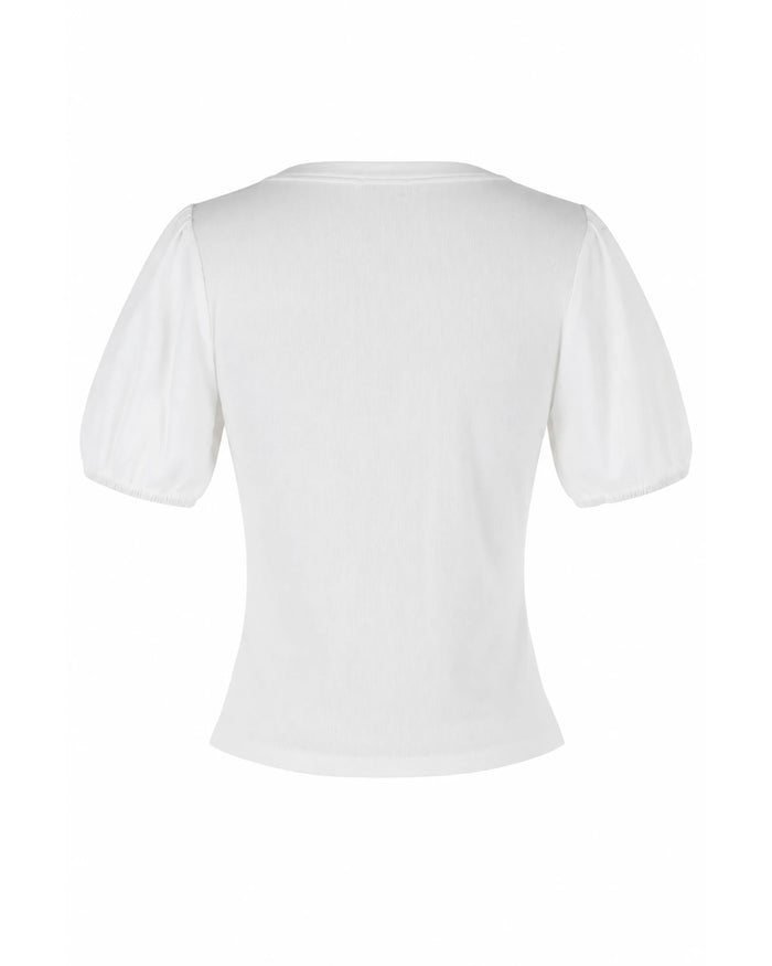White $|& Skies Are Blue Knit Top with Contrast Sleeve - Hanger Side
