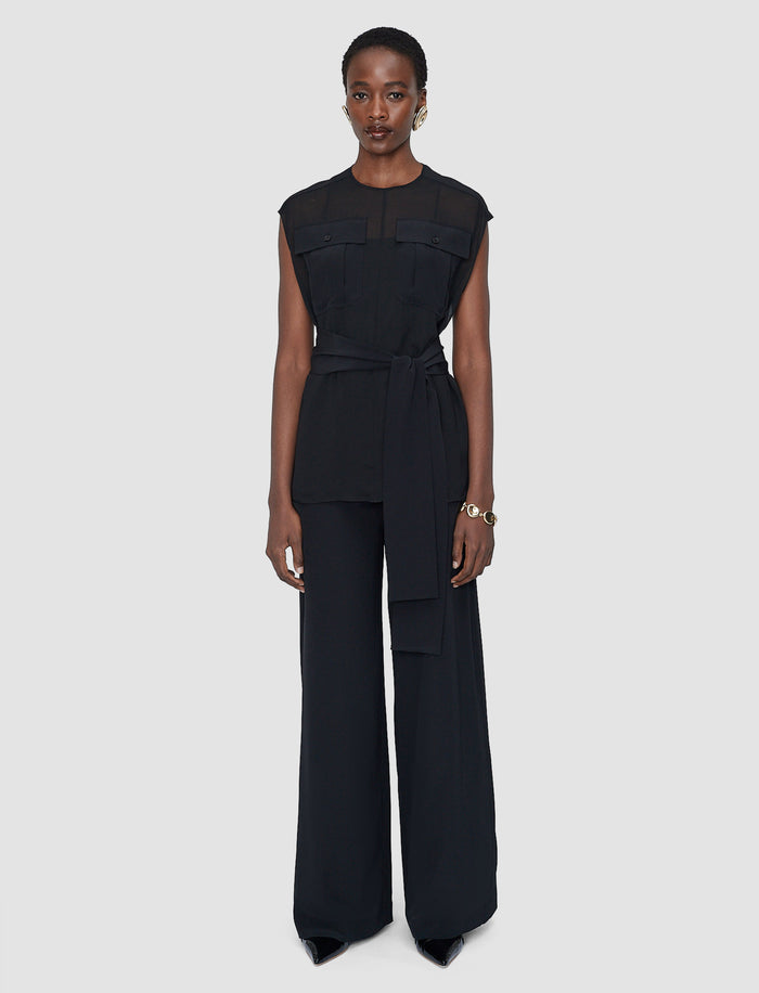 Black Kniza Crepe de Soie Silk Blouse - Joseph