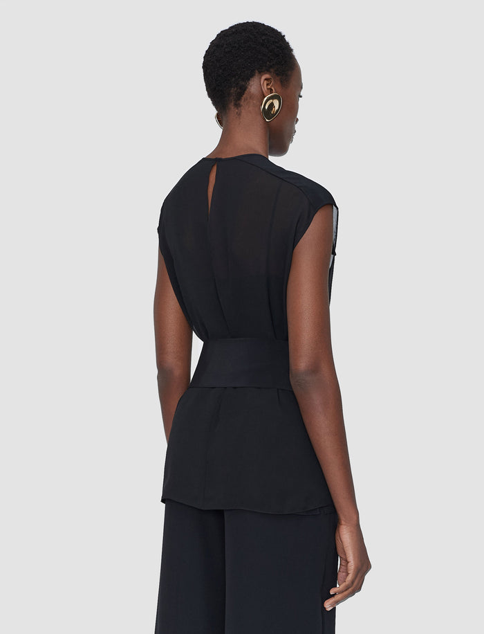 Black Kniza Crepe de Soie Silk Blouse - Joseph