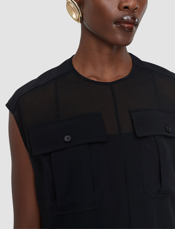Black Kniza Crepe de Soie Silk Blouse - Joseph
