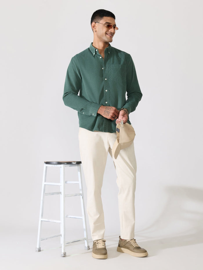 Kokamo - Relaxed Corduroy Shirt - Forest Green