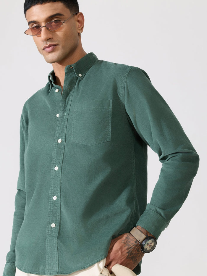 Kokamo - Relaxed Corduroy Shirt - Forest Green
