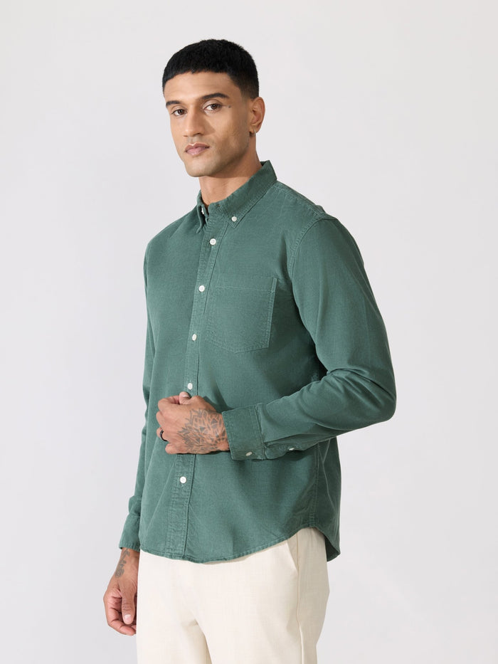 Kokamo - Relaxed Corduroy Shirt - Forest Green