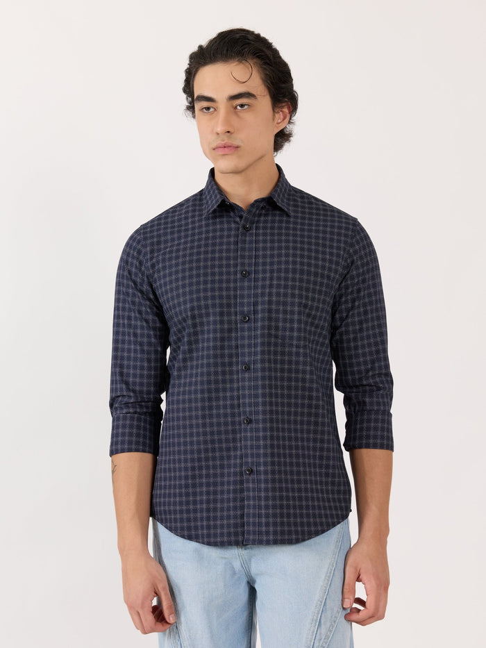Men's Turkish Fit Casual Checks Shirt - blue