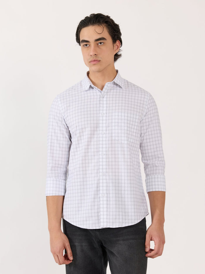 Men's Turkish Fit Casual Checks Shirt - White