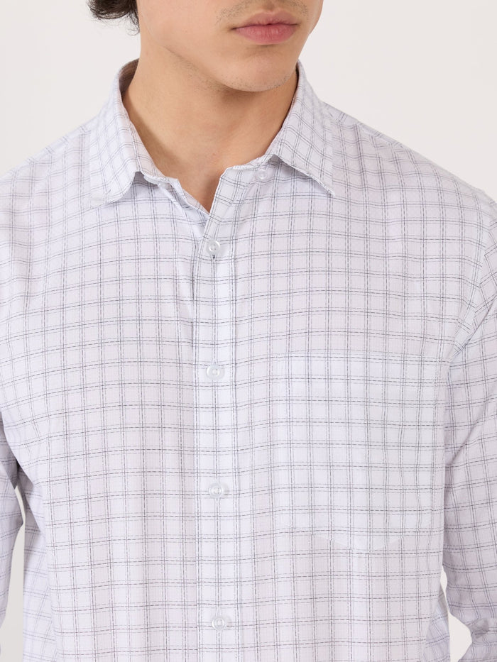 Men's Turkish Fit Casual Checks Shirt - White