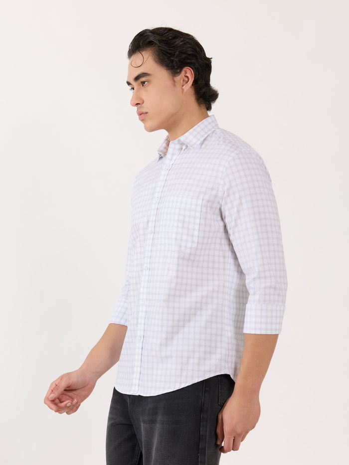 Men's Turkish Fit Casual Checks Shirt - White