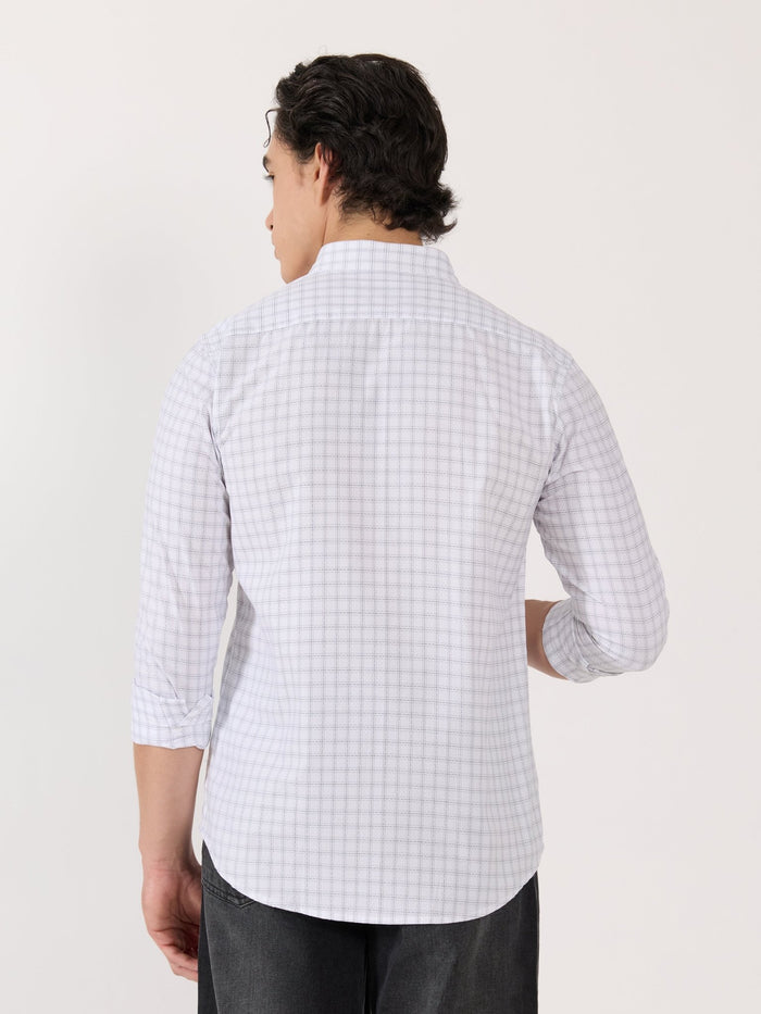 Men's Turkish Fit Casual Checks Shirt - White