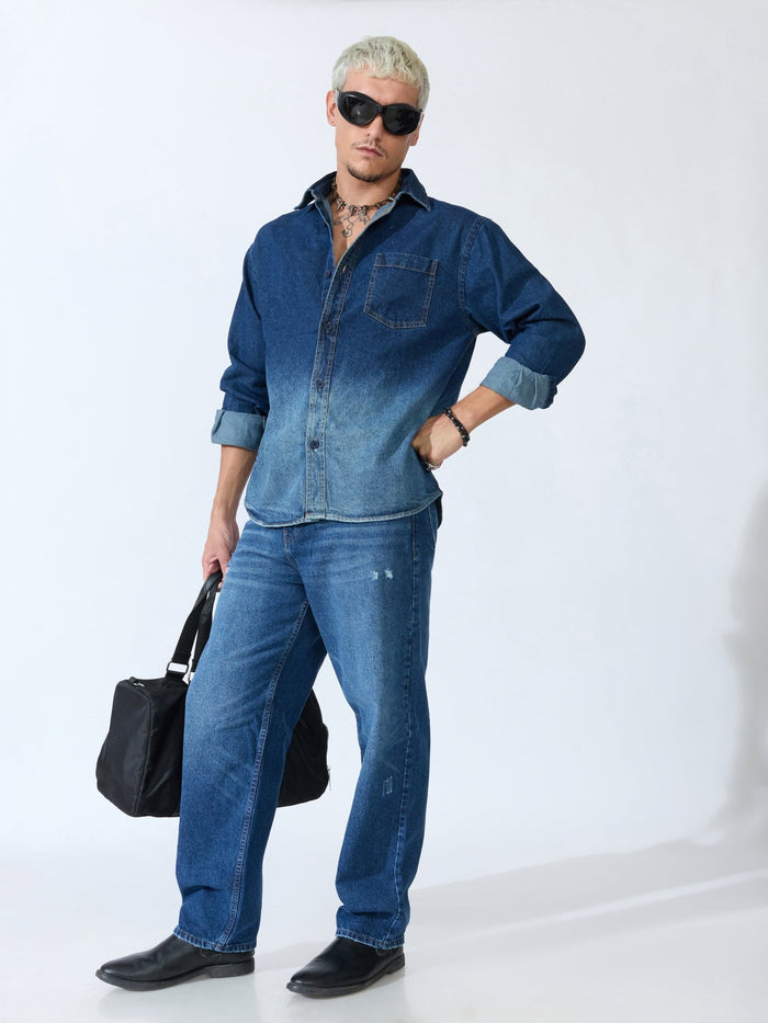 Kool - Relaxed Fit Distressed Jeans - Blue