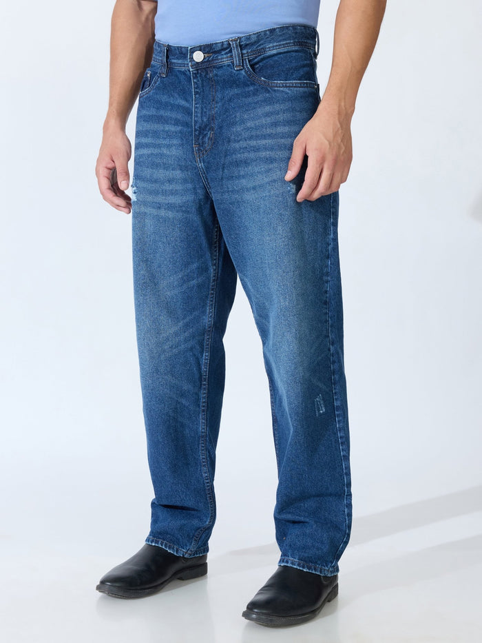 Kool - Relaxed Fit Distressed Jeans - Blue