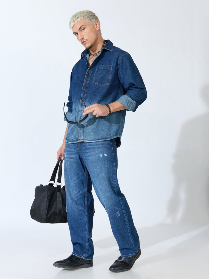 Kool - Relaxed Fit Distressed Jeans - Blue