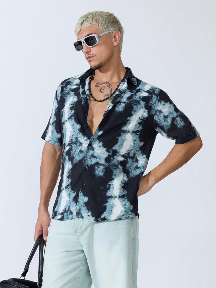 Koralo - Digital Printed Half Sleeve Shirt - Black