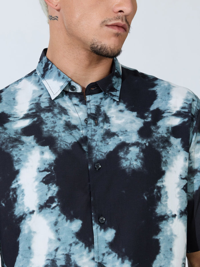 Koralo - Digital Printed Half Sleeve Shirt - Black