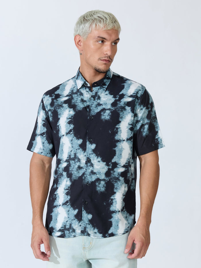 Koralo - Digital Printed Half Sleeve Shirt - Black