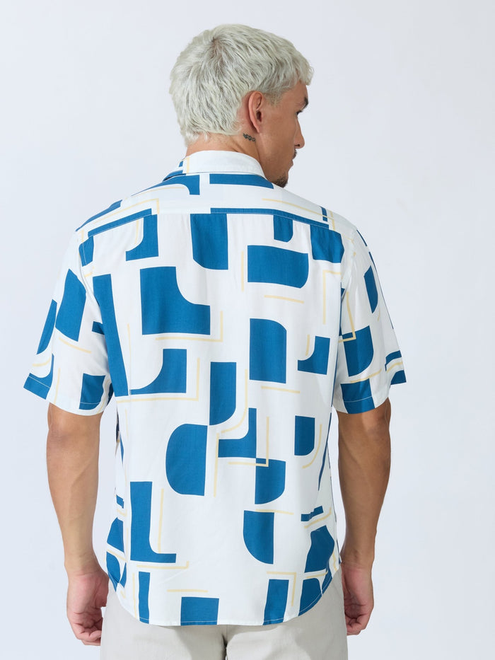 Koralo - Digital Printed Half Sleeve Shirt - Medium Blue