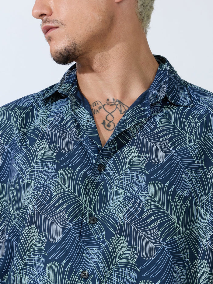 Koralo - Digital Printed Half Sleeve Shirt - Space Blue