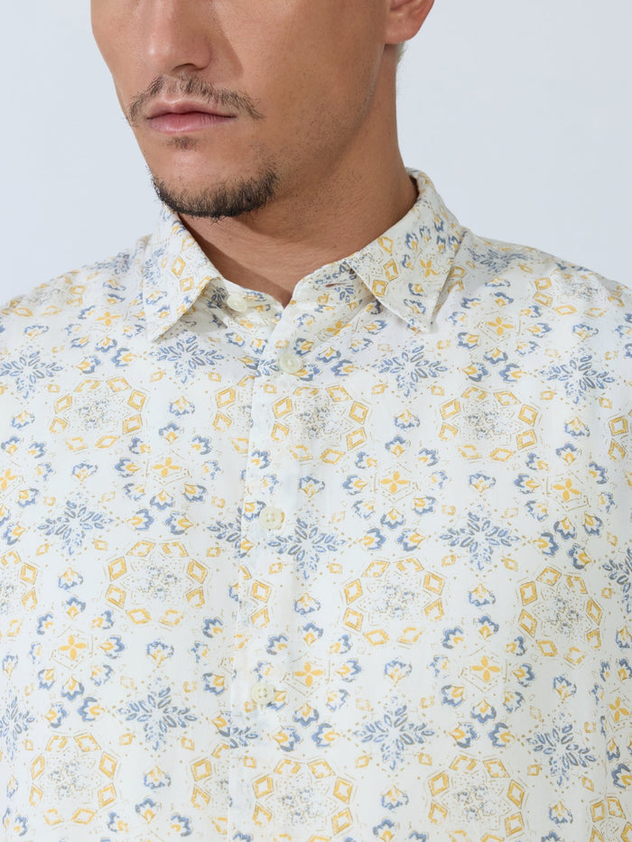Koralo - Digital Printed Half Sleeve Shirt - Yellow