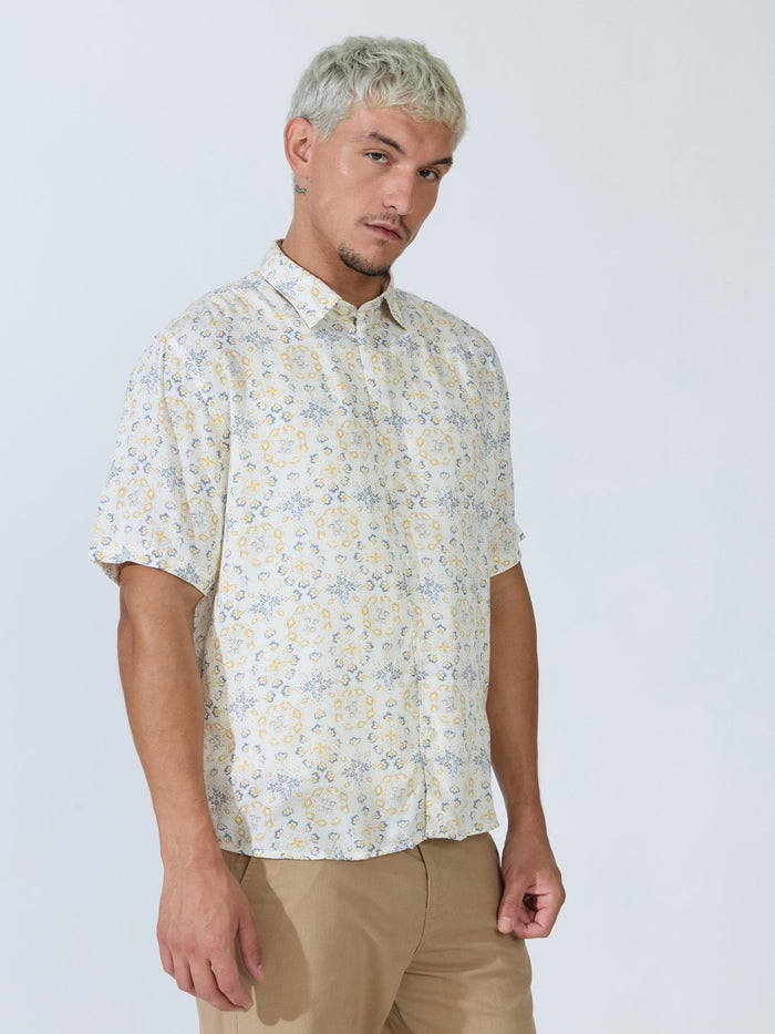Koralo - Digital Printed Half Sleeve Shirt - Yellow