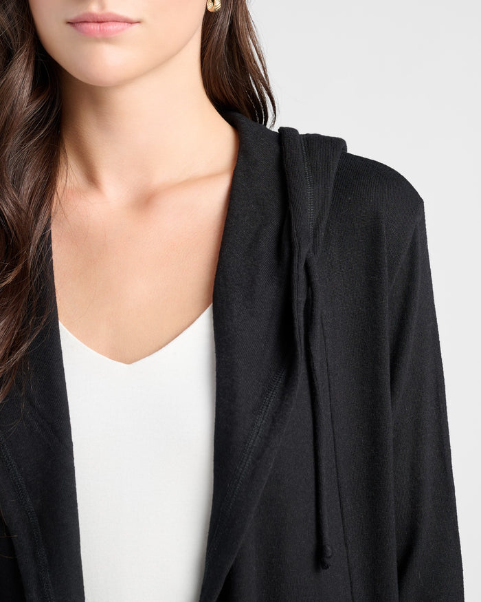 Black $|& SEAS Laguna Hooded Cardigan - SOF Detail