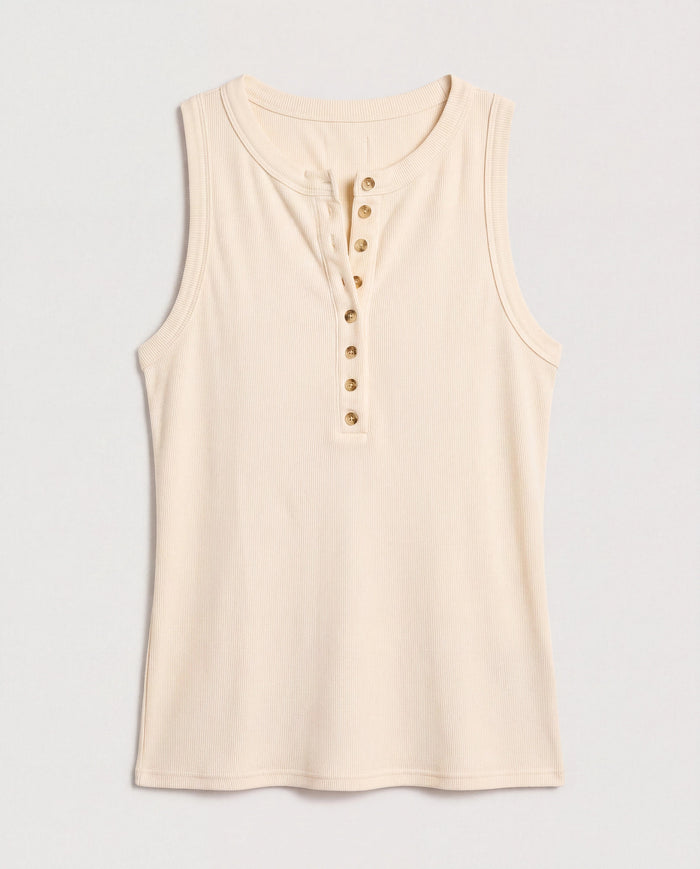 Cream $|& SEAS Laura Henley Ribbed Tank - Hanger Detail