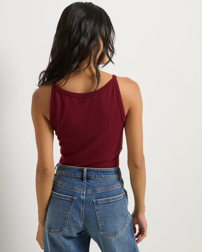 Cabernet $|& SEAS Laurel Ribbed Shelf Bra Tank - SOF Back
