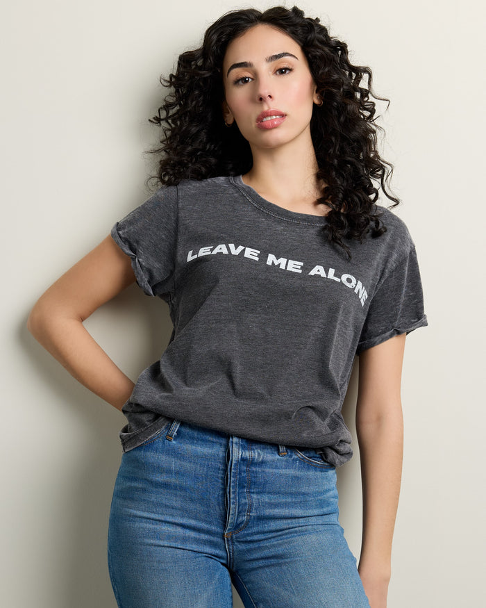 Black $|& Recycled Karma Leave Me Alone Burnout Tee - SOF Front