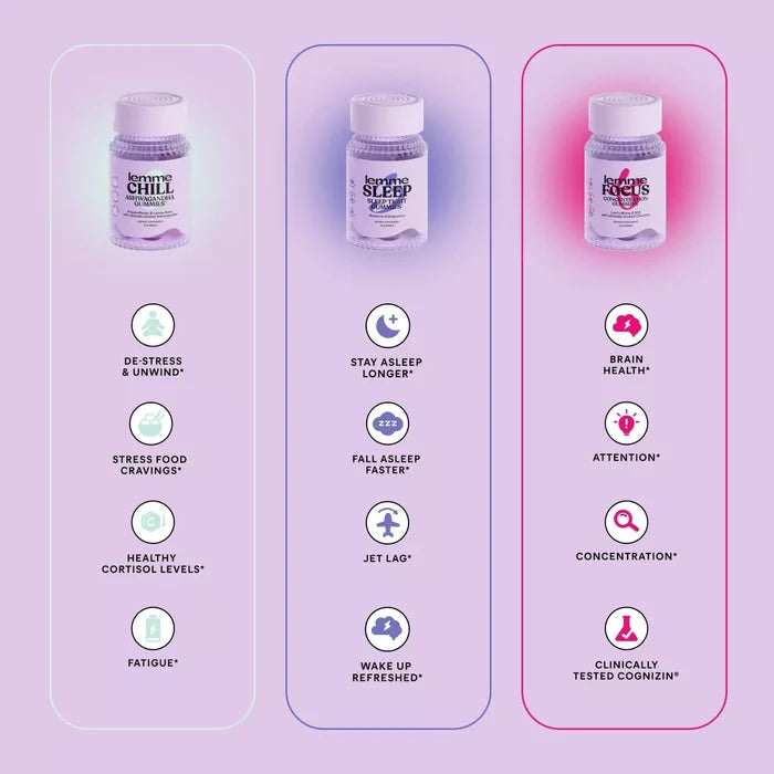 Lemme Holiday Reset Mini's Set - Sleep Chill Focus - 3ct