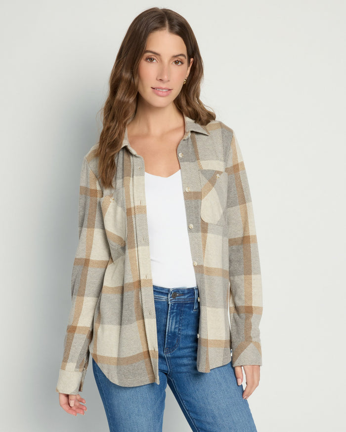 Grey Brown $|& Thread & Supply Lewis Plaid Shirt - SOF Front