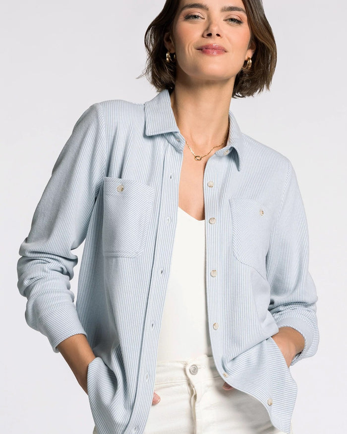 Light Blue Stripe $|& Thread & Supply Lewis Striped Shirt - VOF Detail
