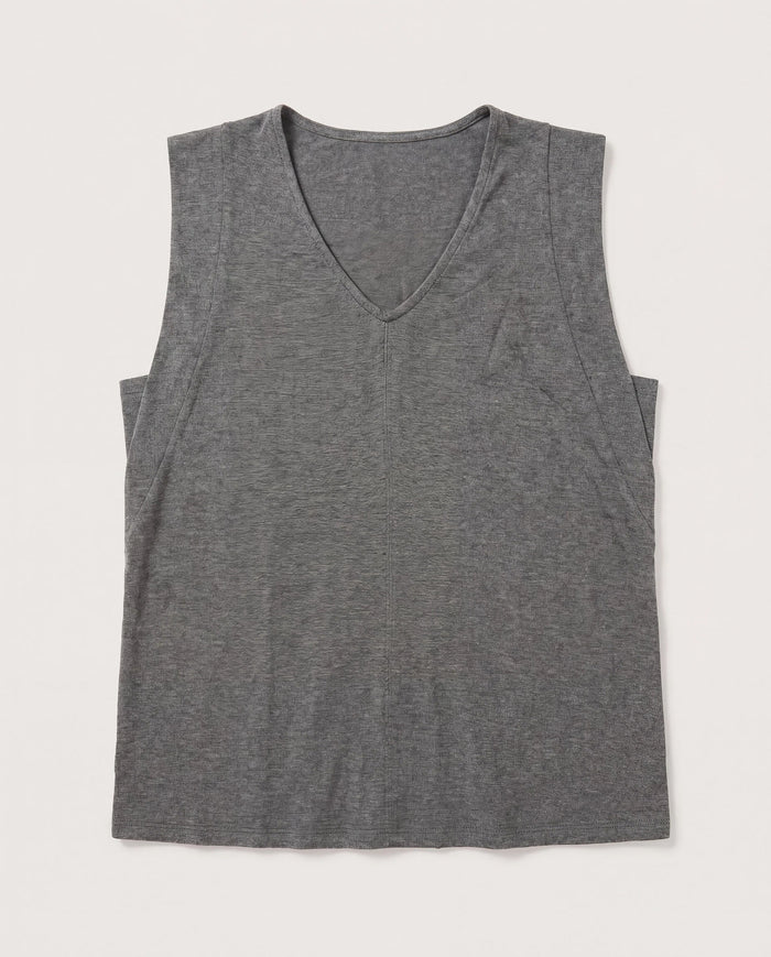 Charcoal Heather $|& SEAS Libre V-Neck Tank - Hanger Detail