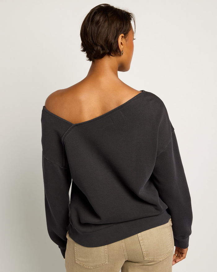 Washed Black $|& SEAS Lily Asymmetrical Pullover - SOF Back